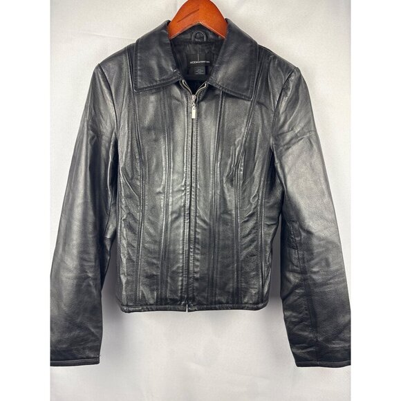 Moda International Womens Black Leather Jacket S - Picture 1 of 4